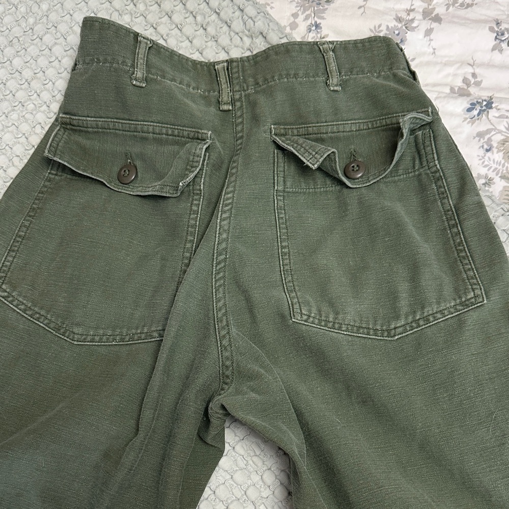 Vintage Military 60s/70s Men's Olive Green Utility Pants - Picture 5 of 6